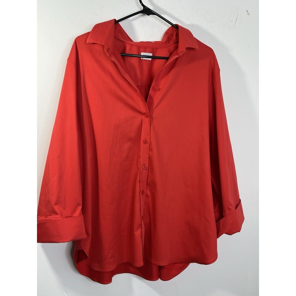 Chicos No Iron Lovely Red 3/4 Sleeve Blouse Shirt Womens 4 US XXL  (12)